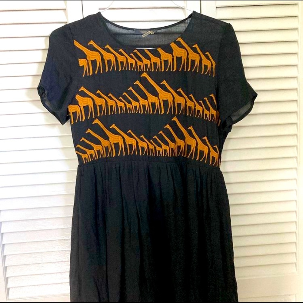 Giraffe Embroidered Babydoll Dress